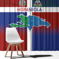 Haiti and Dominican Republic Window Curtain Hispaniola with Emblems and Flag Style
