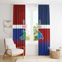 Haiti and Dominican Republic Window Curtain Hispaniola with Emblems and Flag Style