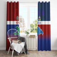 Haiti and Dominican Republic Window Curtain Hispaniola with Emblems and Flag Style