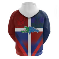Haiti and Dominican Republic Zip Hoodie Hispaniola with Emblems and Flag Style