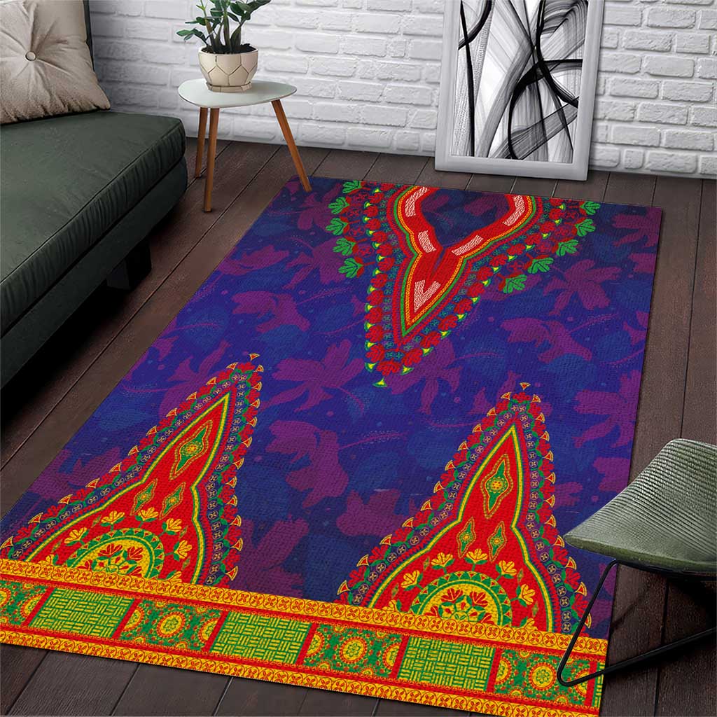 Haiti Choeblack Dashiki Style Area Rug Blue Color