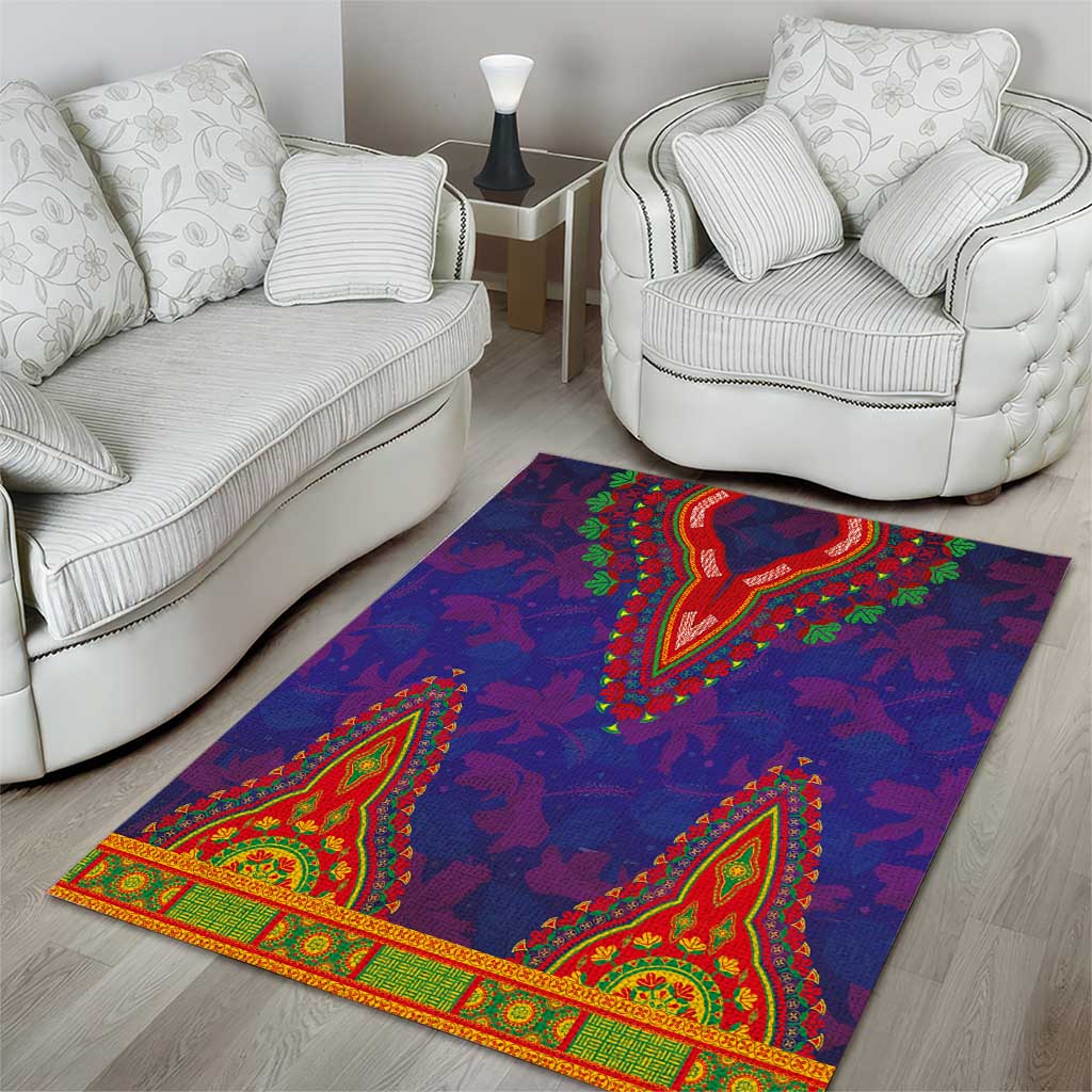 Haiti Choeblack Dashiki Style Area Rug Blue Color