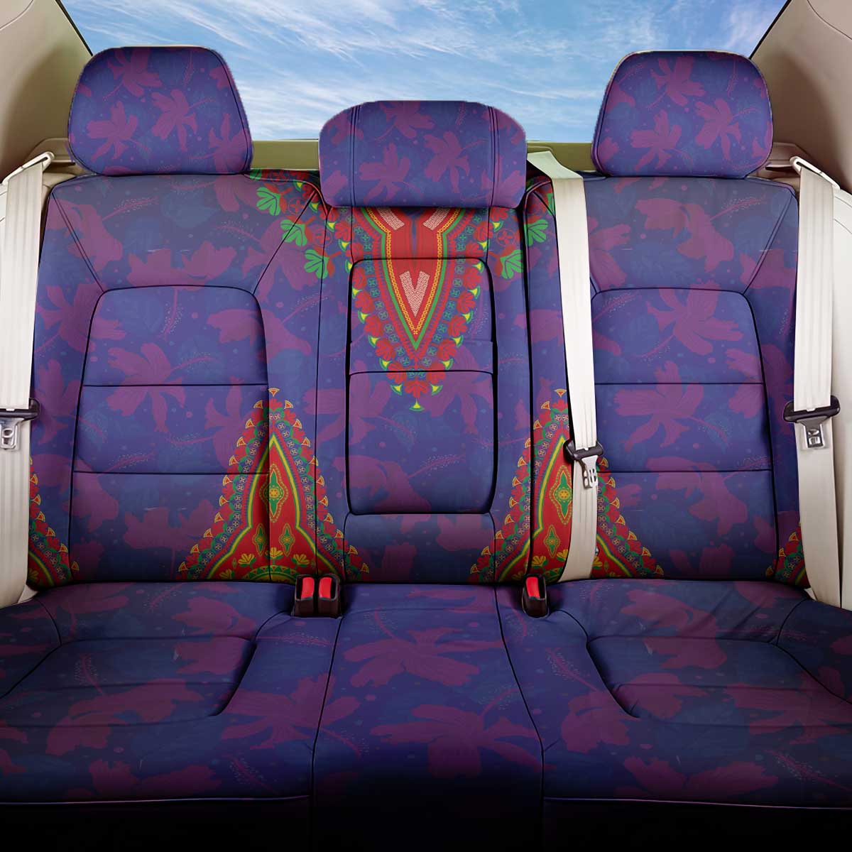 Haiti Choeblack Dashiki Style Back Car Seat Cover Blue Color