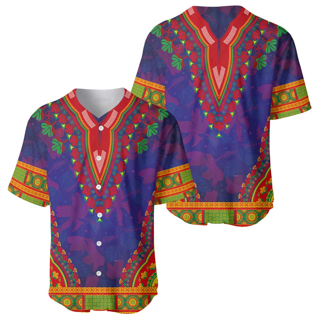 Haiti Choeblack Dashiki Style Baseball Jersey Blue Color