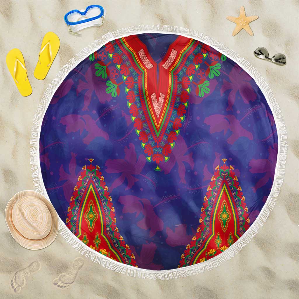 Haiti Choeblack Dashiki Style Beach Blanket Blue Color