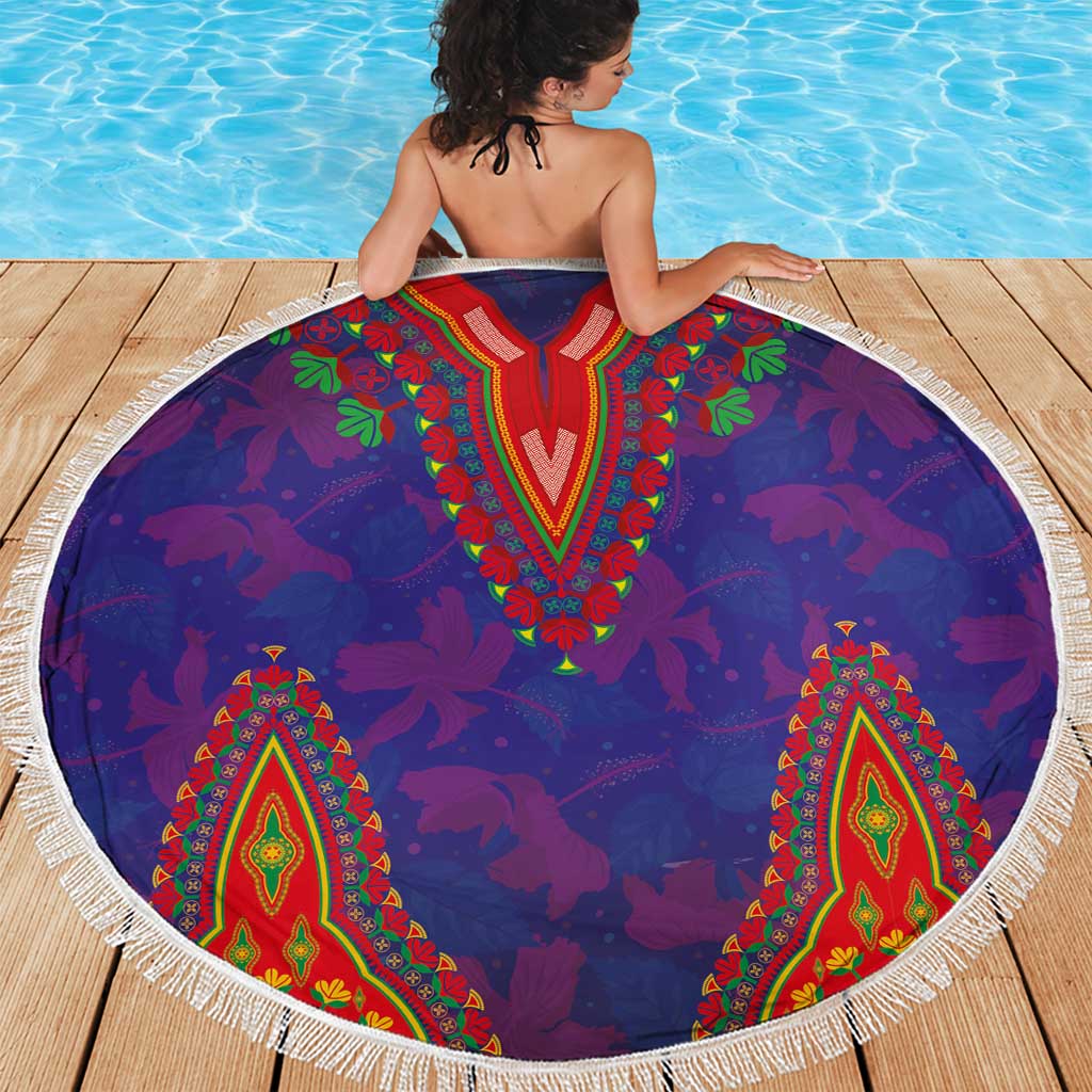 Haiti Choeblack Dashiki Style Beach Blanket Blue Color