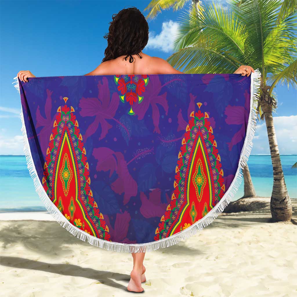 Haiti Choeblack Dashiki Style Beach Blanket Blue Color
