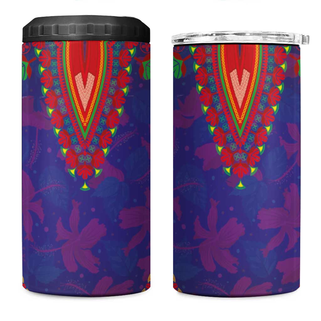 Haiti Choeblack Dashiki Style 4 in 1 Can Cooler Tumbler Blue Color