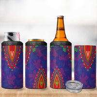 Haiti Choeblack Dashiki Style 4 in 1 Can Cooler Tumbler Blue Color