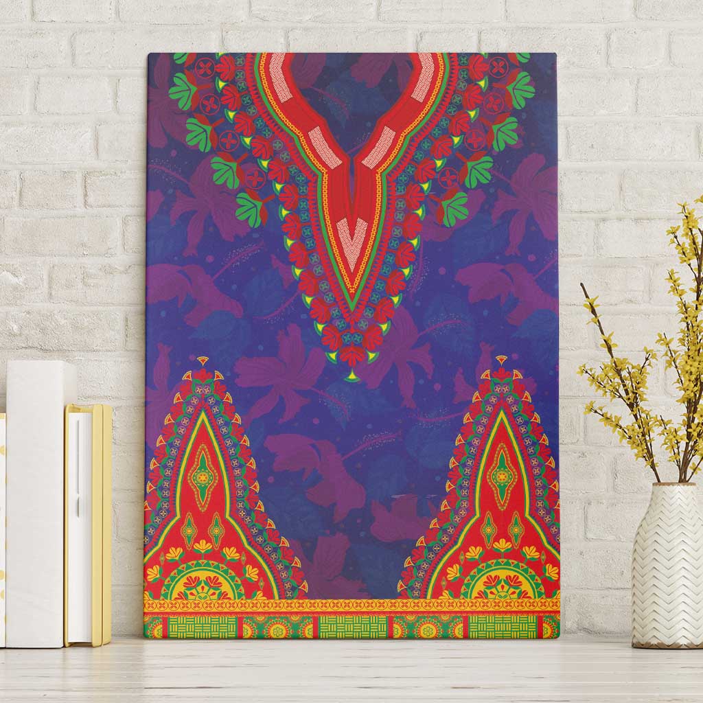 Haiti Choeblack Dashiki Style Canvas Wall Art Blue Color
