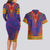 Haiti Choeblack Dashiki Style Couples Matching Long Sleeve Bodycon Dress and Hawaiian Shirt Blue Color