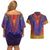 Haiti Choeblack Dashiki Style Couples Matching Off Shoulder Short Dress and Hawaiian Shirt Blue Color