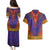 Haiti Choeblack Dashiki Style Couples Matching Puletasi and Hawaiian Shirt Blue Color