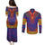 Haiti Choeblack Dashiki Style Couples Matching Puletasi and Long Sleeve Button Shirt Blue Color