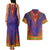Haiti Choeblack Dashiki Style Couples Matching Tank Maxi Dress and Hawaiian Shirt Blue Color