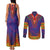 Haiti Choeblack Dashiki Style Couples Matching Tank Maxi Dress and Long Sleeve Button Shirt Blue Color