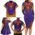 Haiti Choeblack Dashiki Style Family Matching Long Sleeve Bodycon Dress and Hawaiian Shirt Blue Color