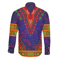 Haiti Choeblack Dashiki Style Family Matching Long Sleeve Bodycon Dress and Hawaiian Shirt Blue Color