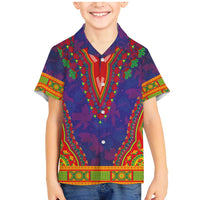 Haiti Choeblack Dashiki Style Family Matching Mermaid Dress and Hawaiian Shirt Blue Color