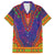 Haiti Choeblack Dashiki Style Family Matching Off The Shoulder Long Sleeve Dress and Hawaiian Shirt Blue Color