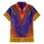 Haiti Choeblack Dashiki Style Family Matching Off The Shoulder Long Sleeve Dress and Hawaiian Shirt Blue Color