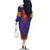 Haiti Choeblack Dashiki Style Family Matching Off The Shoulder Long Sleeve Dress and Hawaiian Shirt Blue Color