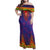 Haiti Choeblack Dashiki Style Family Matching Off Shoulder Maxi Dress and Hawaiian Shirt Blue Color