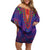 Haiti Choeblack Dashiki Style Family Matching Off Shoulder Short Dress and Hawaiian Shirt Blue Color
