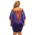 Haiti Choeblack Dashiki Style Family Matching Off Shoulder Short Dress and Hawaiian Shirt Blue Color
