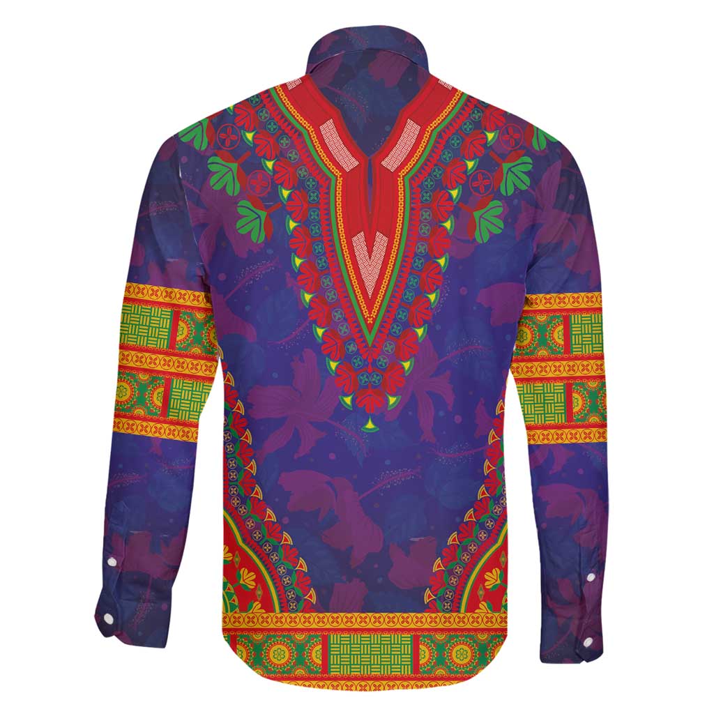 Haiti Choeblack Dashiki Style Family Matching Puletasi and Hawaiian Shirt Blue Color