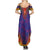 Haiti Choeblack Dashiki Style Family Matching Summer Maxi Dress and Hawaiian Shirt Blue Color