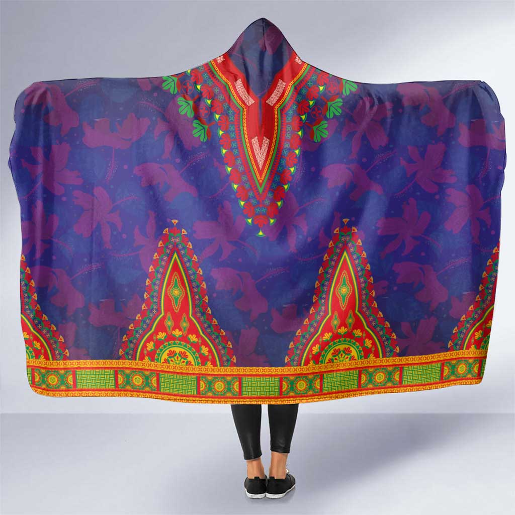 Haiti Choeblack Dashiki Style Hooded Blanket Blue Color