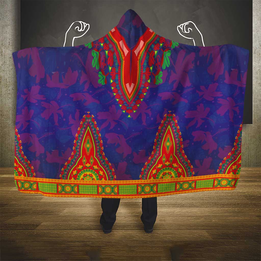 Haiti Choeblack Dashiki Style Hooded Blanket Blue Color