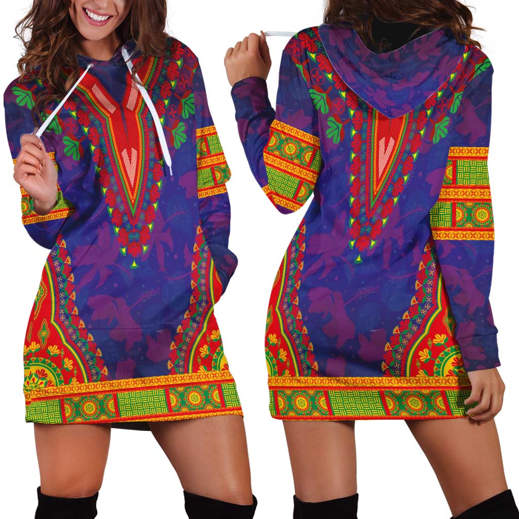 Haiti Choeblack Dashiki Style Hoodie Dress Blue Color