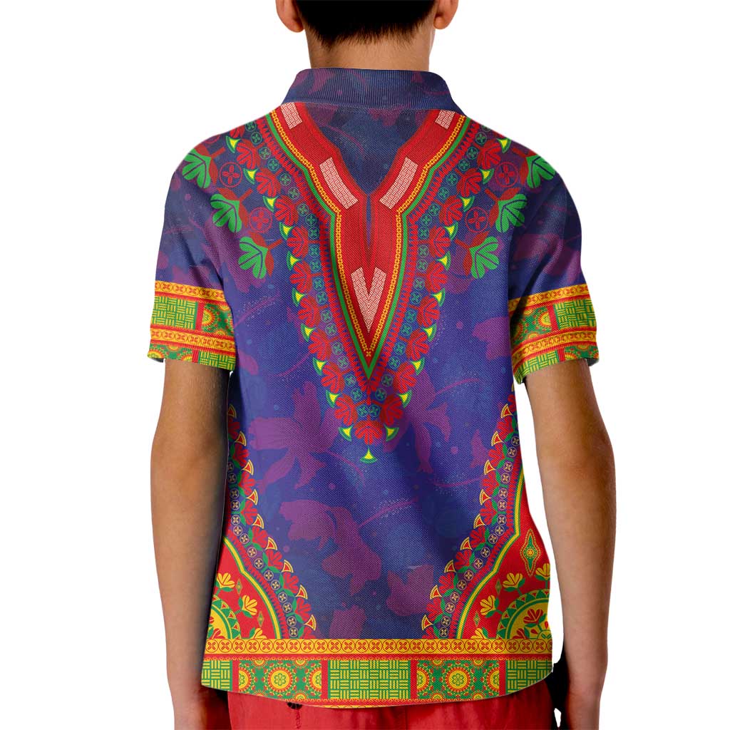 Haiti Choeblack Dashiki Style Kid Polo Shirt Blue Color