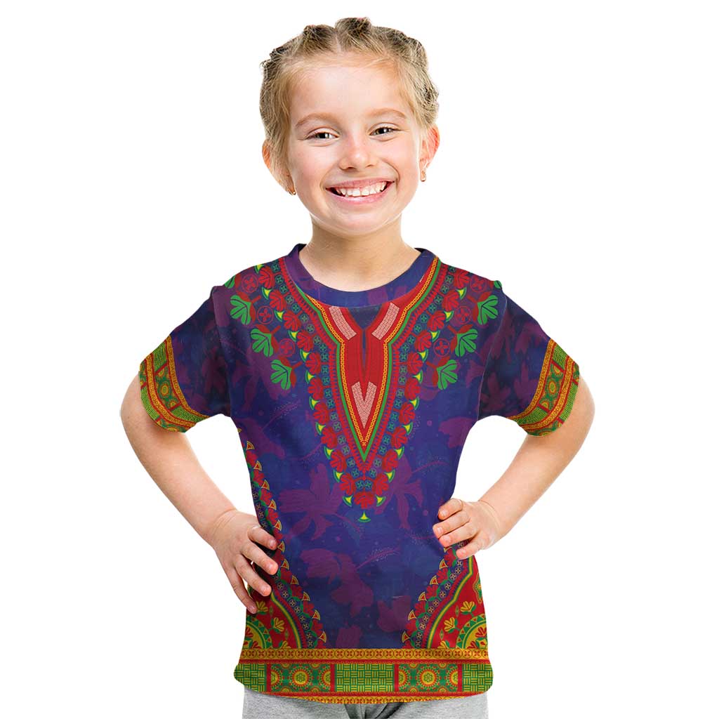 Haiti Choeblack Dashiki Style Kid T Shirt Blue Color