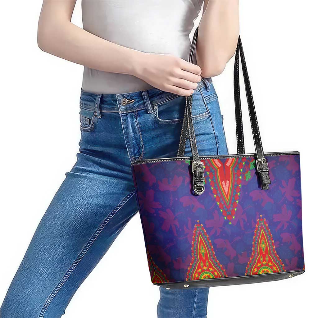 Haiti Choeblack Dashiki Style Leather Tote Bag Blue Color