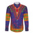 Haiti Choeblack Dashiki Style Long Sleeve Button Shirt Blue Color