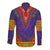 Haiti Choeblack Dashiki Style Long Sleeve Button Shirt Blue Color