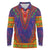 Haiti Choeblack Dashiki Style Long Sleeve Polo Shirt Blue Color