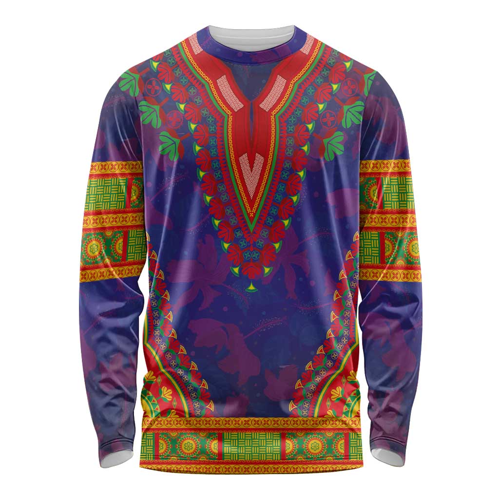 Haiti Choeblack Dashiki Style Long Sleeve Shirt Blue Color