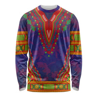Haiti Choeblack Dashiki Style Long Sleeve Shirt Blue Color