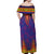 Haiti Choeblack Dashiki Style Off Shoulder Maxi Dress Blue Color