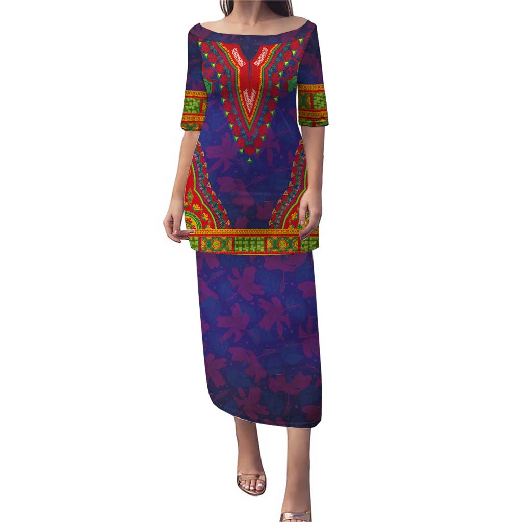 Haiti Choeblack Dashiki Style Puletasi Blue Color
