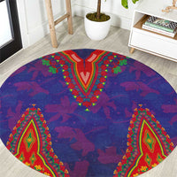 Haiti Choeblack Dashiki Style Round Carpet Blue Color