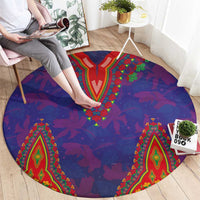 Haiti Choeblack Dashiki Style Round Carpet Blue Color