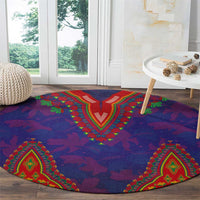 Haiti Choeblack Dashiki Style Round Carpet Blue Color