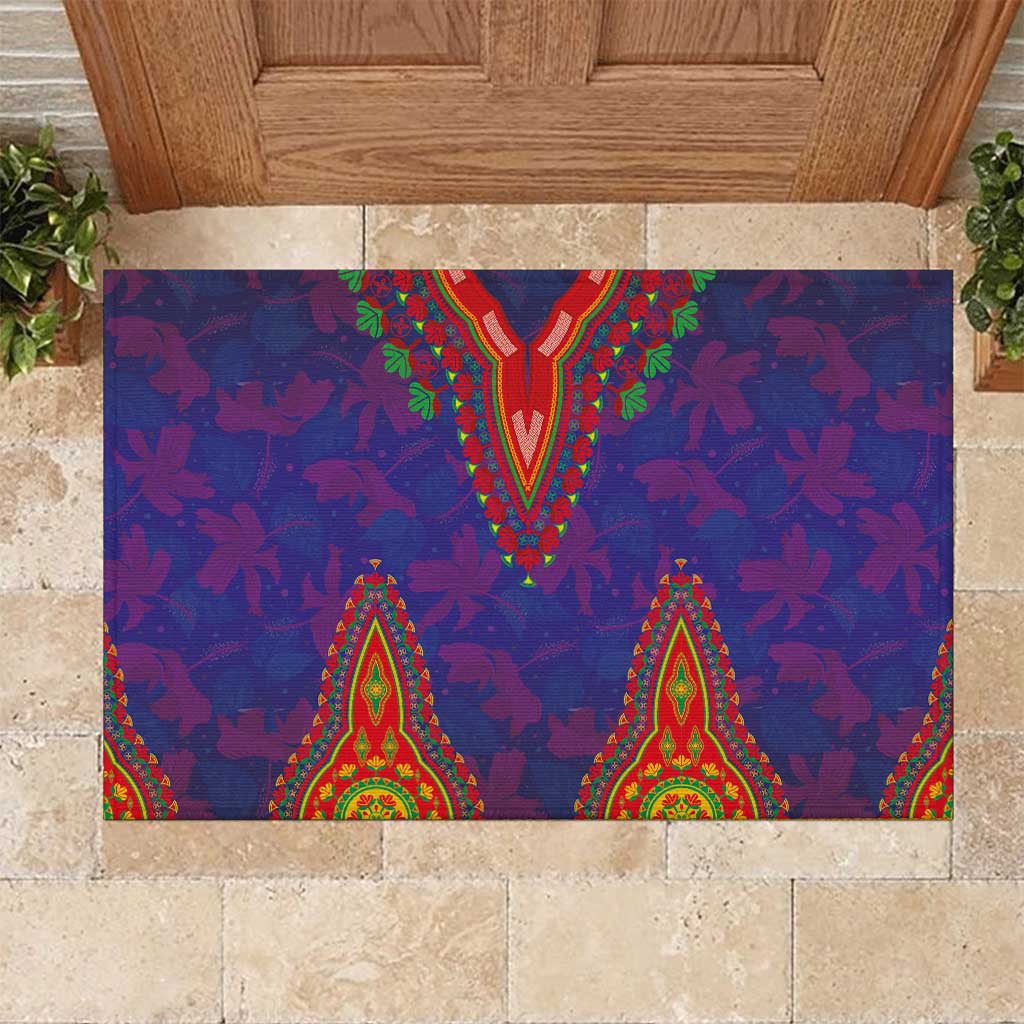 Haiti Choeblack Dashiki Style Rubber Doormat Blue Color
