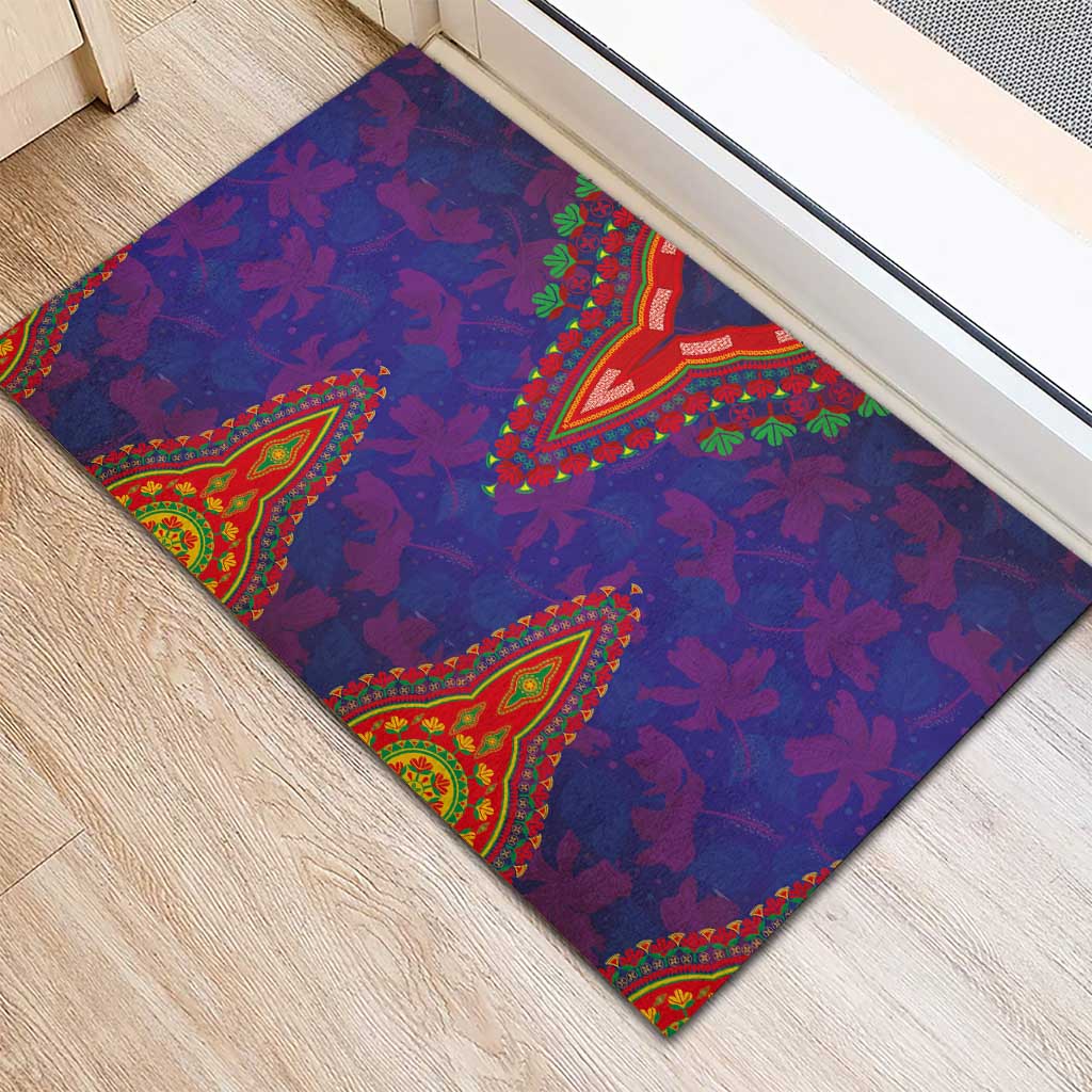 Haiti Choeblack Dashiki Style Rubber Doormat Blue Color