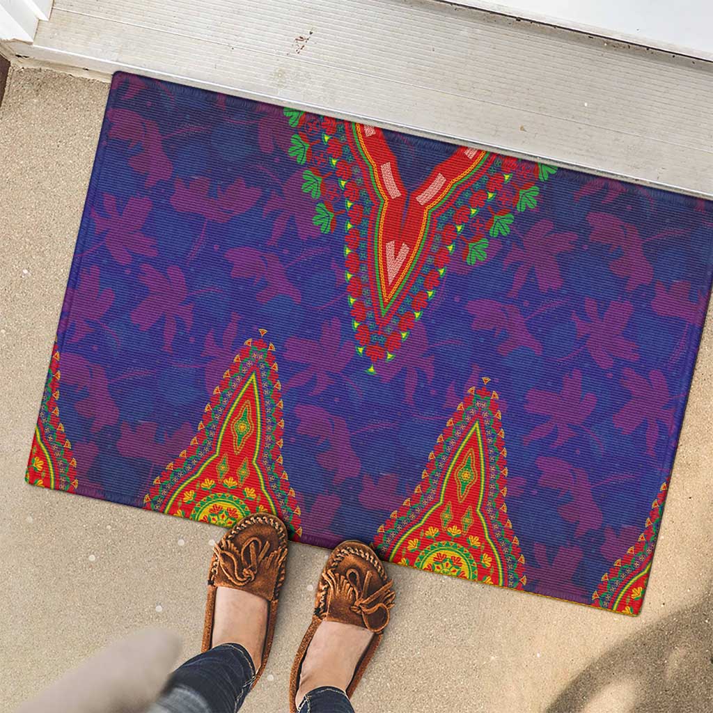 Haiti Choeblack Dashiki Style Rubber Doormat Blue Color